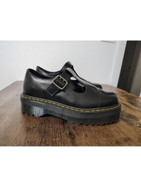 Doc Marten Bethan Women Black US Sz 10 Punk Goth, Mary Jane Buckle Preppy